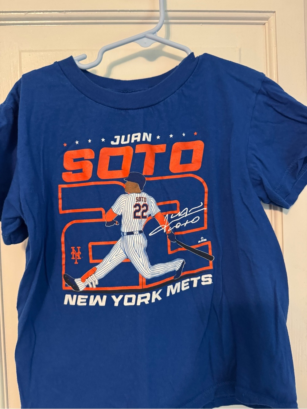 Kids Juan Soto New York Mets T Shirt Blue Tee MLB Player # 22 -Like New. Size Sm